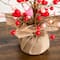 18in. Pre-Lit Artificial Valentine's Day Heart & Berry Twig Tree with 30 LED String Lights in Burlap Wrapped Base
